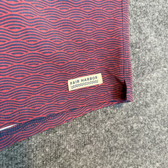 Fair Harbor Swim Trunks Mens 34 Red Geometric Board Shorts Swim Surf Casual - Picture 6 of 10